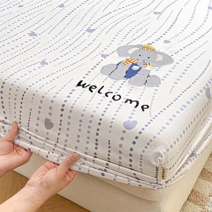 91家纺网 家纺一手货源 找家纺 笙意家纺2025新款全棉老粗布单床笠 小飞象-流心