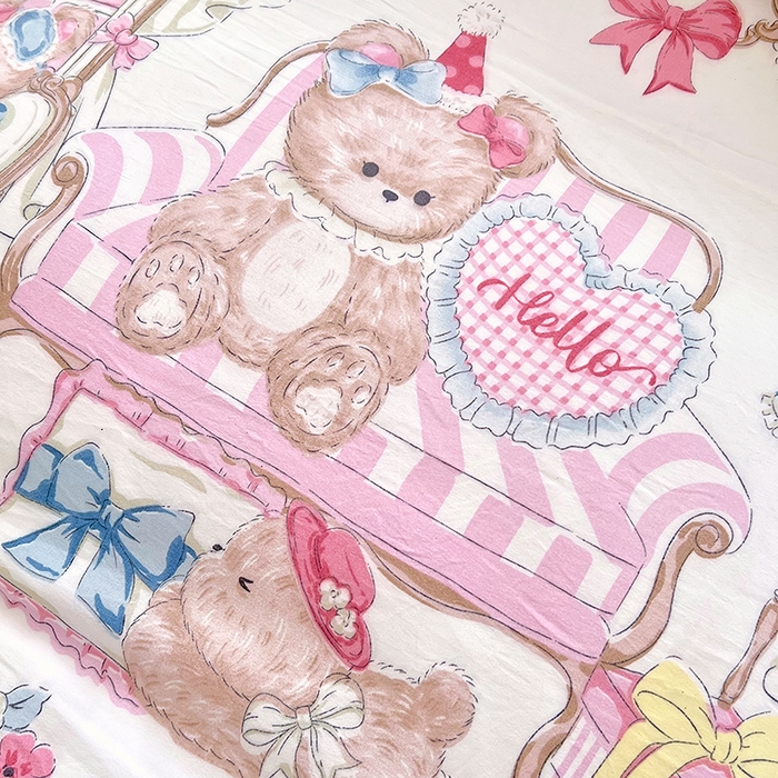 91家纺网 家纺一手货源 找家纺 大麦乐田2025新款超柔大版印花四件套 潘多拉小熊