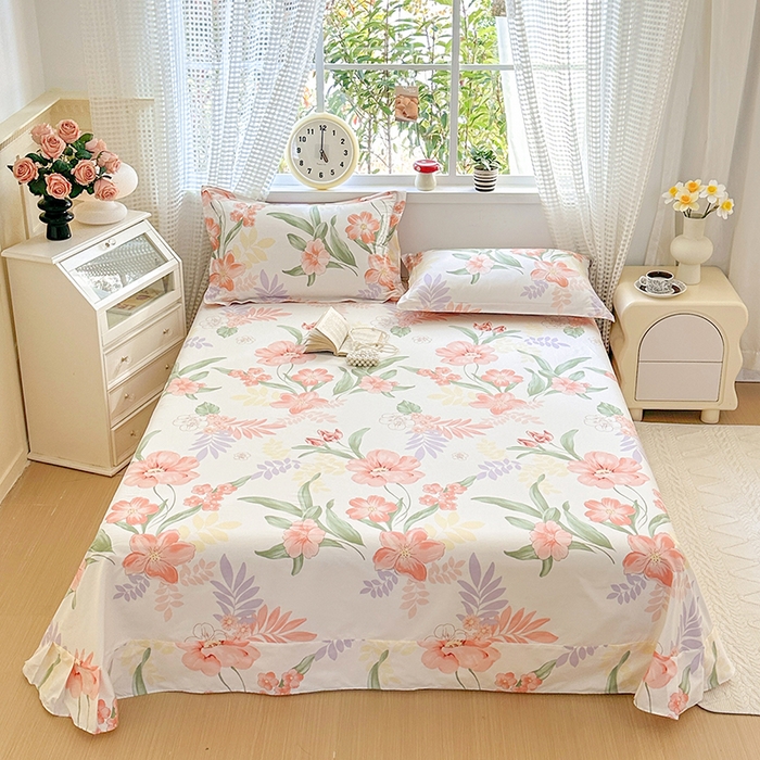 91家纺网 家纺一手货源 找家纺 元元被芯 2025新款40支13372全棉印花全棉床单 半夏