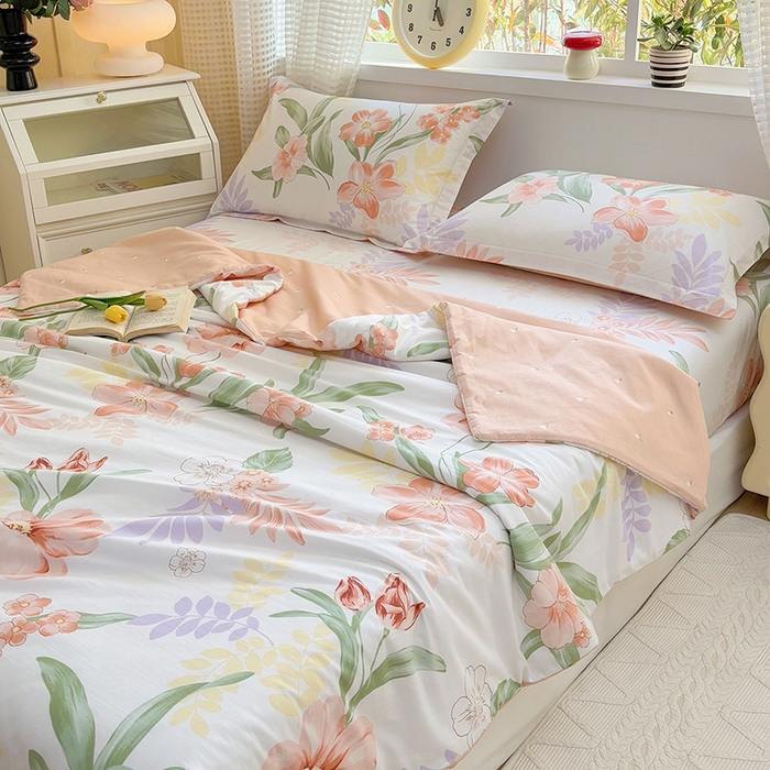 91家纺网 家纺一手货源 找家纺 2025新款40支13372全棉印花夏被 半夏