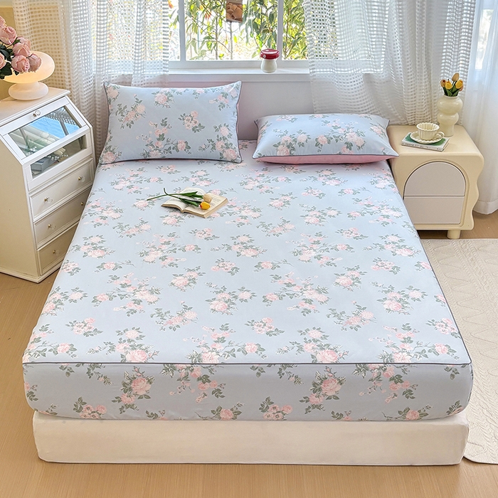 91家纺网 家纺一手货源 找家纺 元元被芯 2025新款40支13372全棉印花全棉隐藏式夹棉床笠 初妤