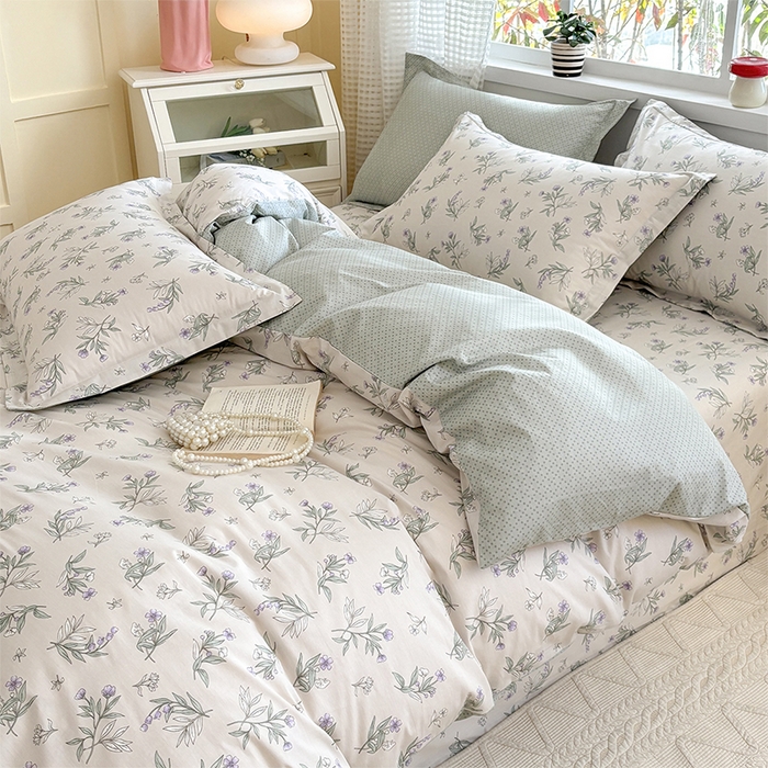 91家纺网 家纺一手货源 找家纺 元元被芯 2025新款40支13372全棉印花全棉被套夹棉四件套 宁静