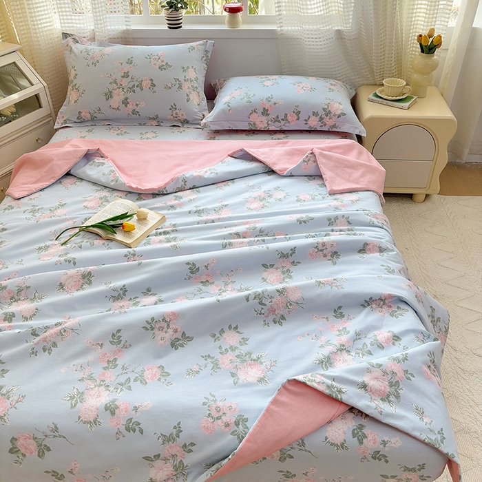 91家纺网 家纺一手货源 找家纺 元元被芯 2025新款40支13372全棉印花夏被四件套 初妤