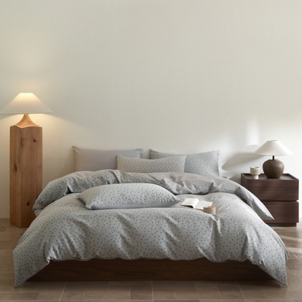 618家纺 2025新款全棉色织提花四件套小花系列 予香-深灰