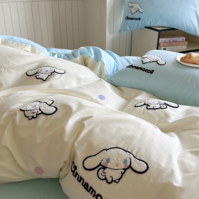 91家纺网 家纺一手货源 找家纺 金爱家 2025新款全棉毛巾绣四件套 毛巾绣-点点玉桂狗