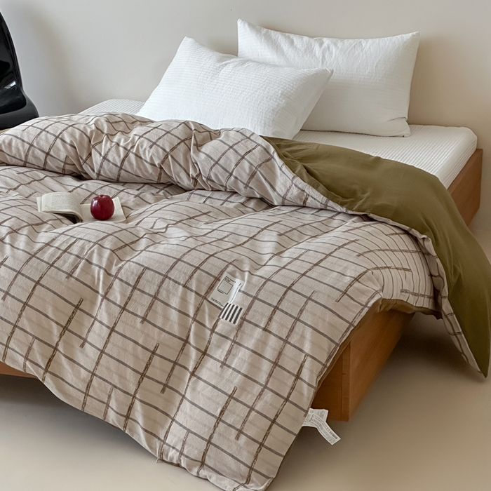 91家纺网 家纺一手货源 找家纺 月夏 202吉尔伯特-浅咖新款全棉双层纱被套全棉被套单被套 吉尔伯特-浅咖