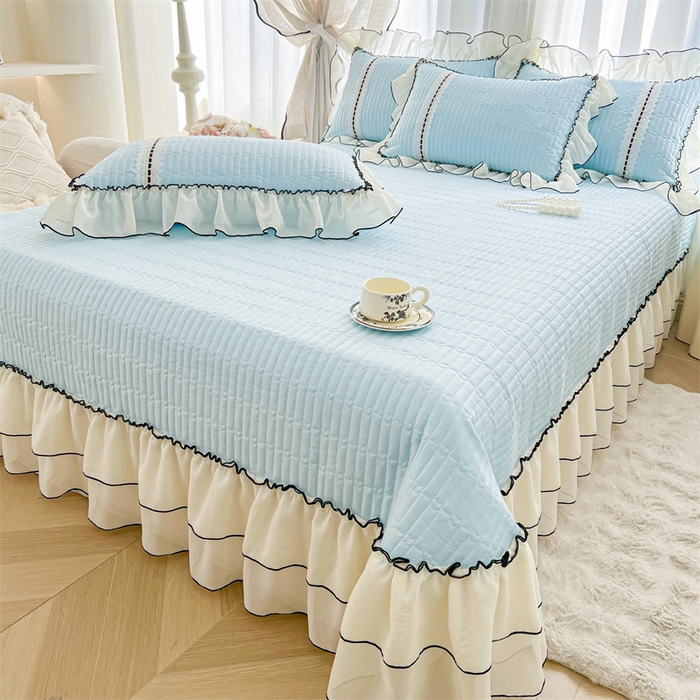 91家纺网 家纺一手货源 找家纺 虹星家纺 2025年新款全棉床盖四件套-花影倾梦 花影倾梦-天空蓝