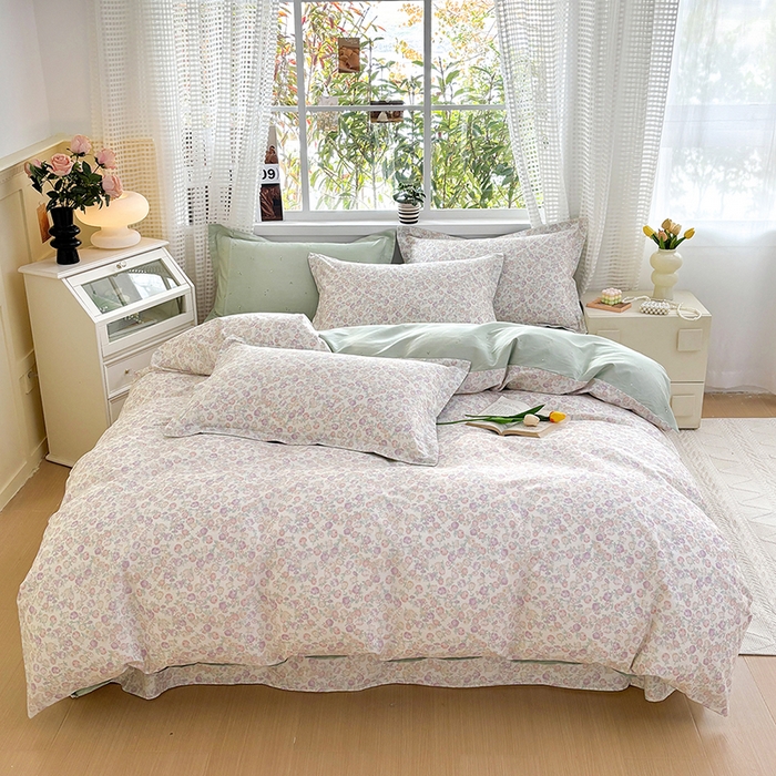 91家纺网 家纺一手货源 找家纺 元元被芯 2025新款40支13372全棉印花全棉被套夹棉四件套 悠然