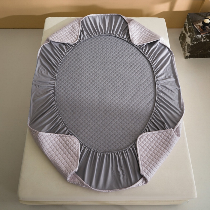 91家纺网 家纺一手货源 找家纺 由有2025新款60S长绒棉绗缝大豆夹棉床垫床褥床笠 床笠-莫奈紫