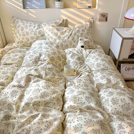 91家纺网 家纺一手货源 找家纺 （总）百寐2025新款全棉13372床笠被套单品枕套三四件套学生组合加大单件-单被套