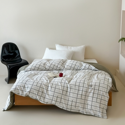 91家纺网 家纺一手货源 找家纺 月夏 2025新款全棉双层纱被套全棉被套单被套 吉尔伯特-米白