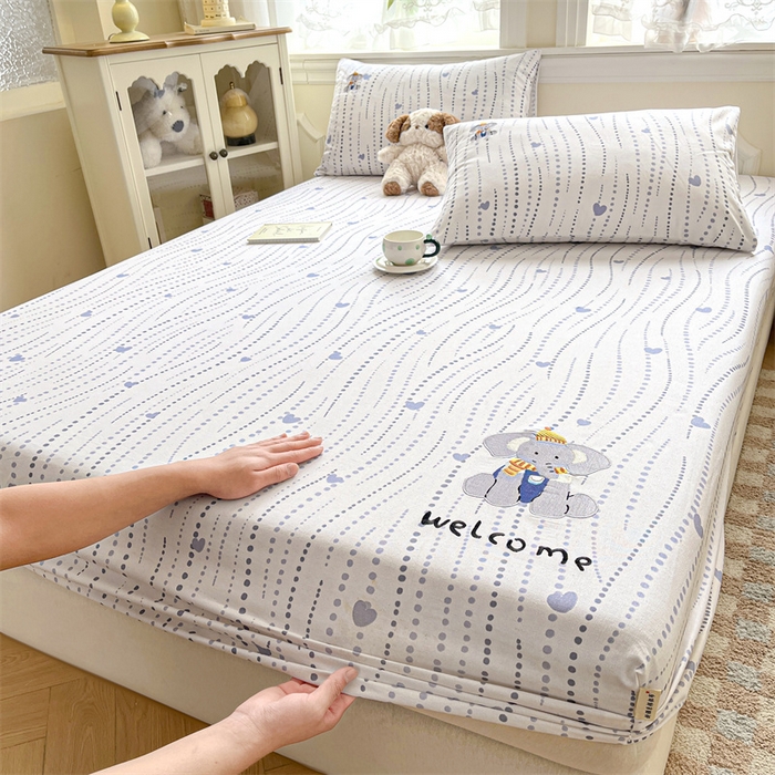 91家纺网 家纺一手货源 找家纺 笙意家纺2025新款全棉老粗布单床笠 小飞象-流心