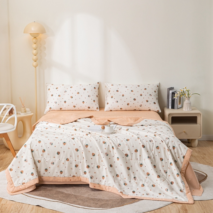 91家纺网 家纺一手货源 找家纺 鑫棉坊 2025新款A类全棉印花大豆纤维空调被大豆被 浪漫甜心