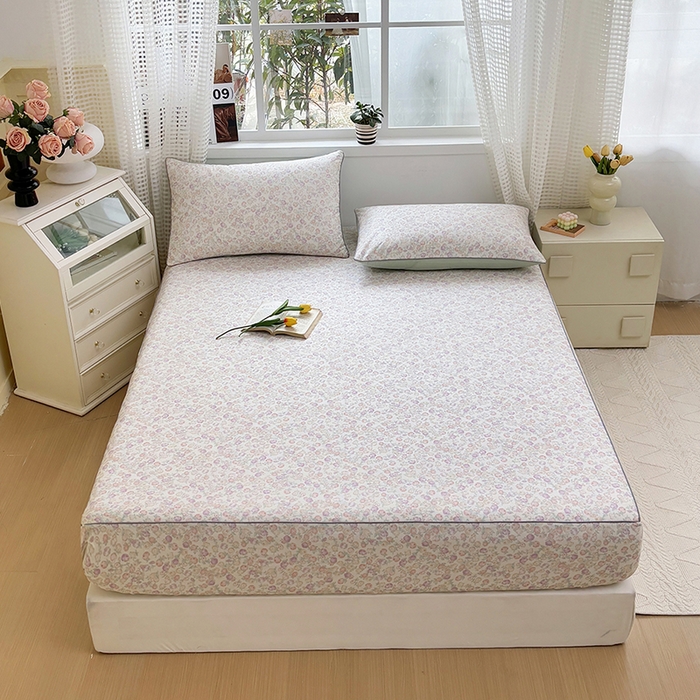 91家纺网 家纺一手货源 找家纺 元元被芯 2025新款40支13372全棉印花全棉隐藏式夹棉床笠 悠然