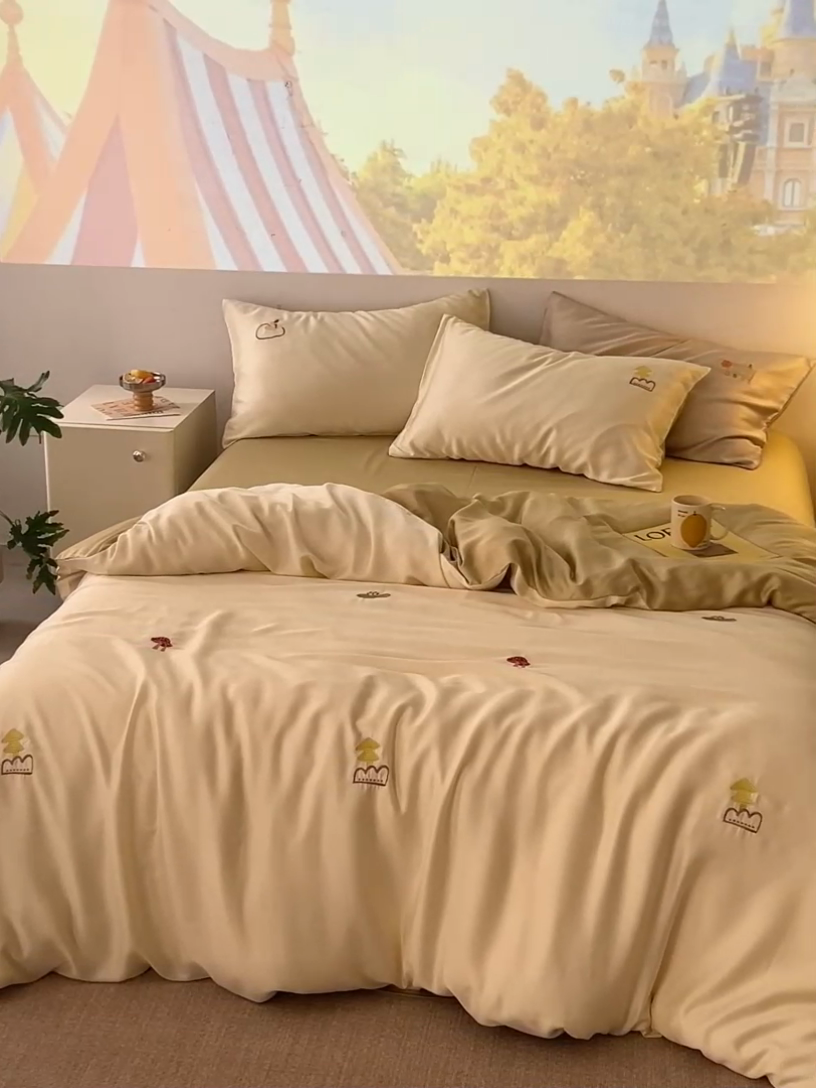 91家纺网 家纺一手货源 找家纺 简纯主义 2025新款天丝四件套 散点系列 朵朵