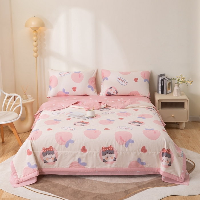 91家纺网 家纺一手货源 找家纺 鑫棉坊 2025新款A类全棉印花大豆纤维空调被大豆被 白桃公主