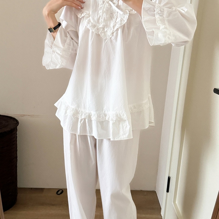 91家纺网 家纺一手货源 找家纺 （总）妍景家居生活馆 2025新款韩系蕾丝蝴蝶结纯白