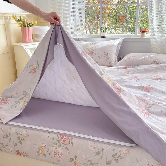 91家纺网 家纺一手货源 找家纺 元元被芯 2025新款40支13372全棉印花全棉隐藏式夹棉被套 悦影