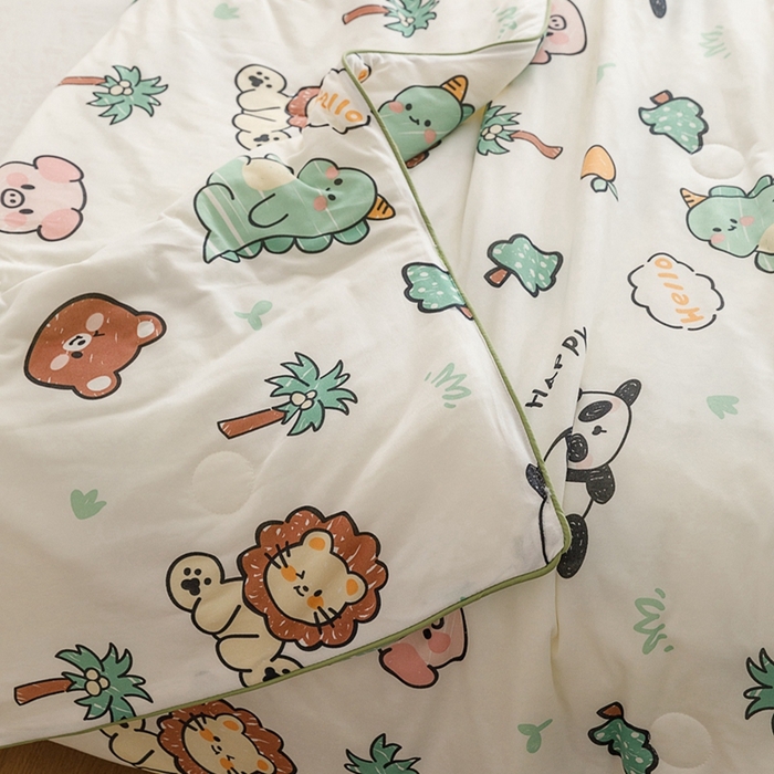 91家纺网 家纺一手货源 找家纺 优被业 2025新款A类牛奶丝针织棉夏被20%大豆(四周踩棉)软糯夏凉被空调被 动物园