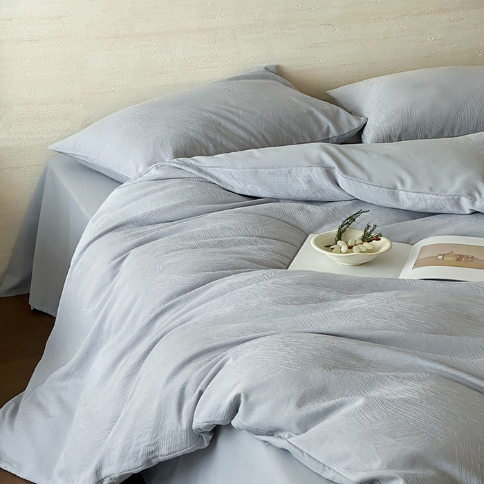 91家纺网 家纺一手货源 找家纺 梦享生活家居 2025新款全棉三层肌理提花四件套-素写系列 素写-银灰