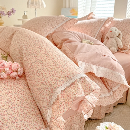 艾唯希家纺 2025新款全棉法式花边纯棉四件套公主风田园系列第六批 美娜