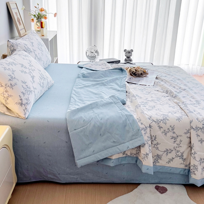 91家纺网 家纺一手货源 找家纺 鑫棉坊 2025新款A类全棉印花大豆纤维空调被大豆被 满庭