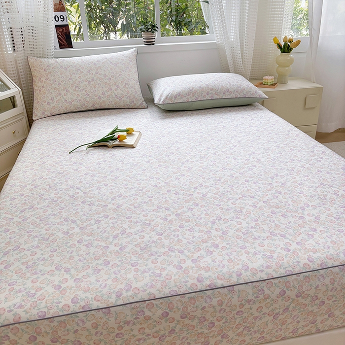 91家纺网 家纺一手货源 找家纺 元元被芯 2025新款40支13372全棉印花全棉隐藏式夹棉床笠 悠然