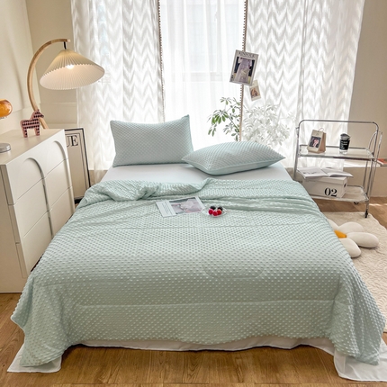 91家纺网 家纺一手货源 找家纺 库里梦家纺 2025新款网红直播A类母婴级3D按摩凉感冰豆豆夏被 冰豆蓝