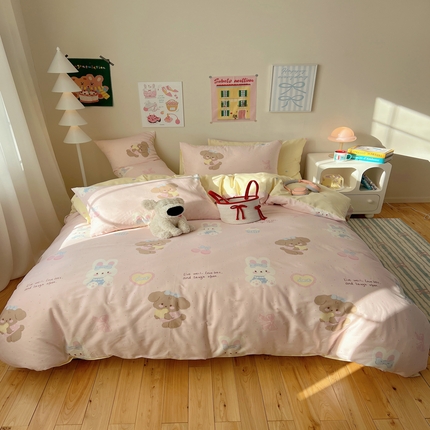 91家纺网 家纺一手货源 找家纺 （总）六巷胡同 2025新款 INS减龄可爱风卡通全棉四件套第五系（森林音乐会系列）