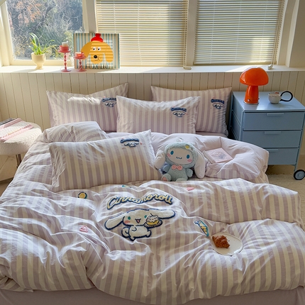 金爱家 2025新款全棉毛巾绣四件套 毛巾绣-条纹玉桂狗