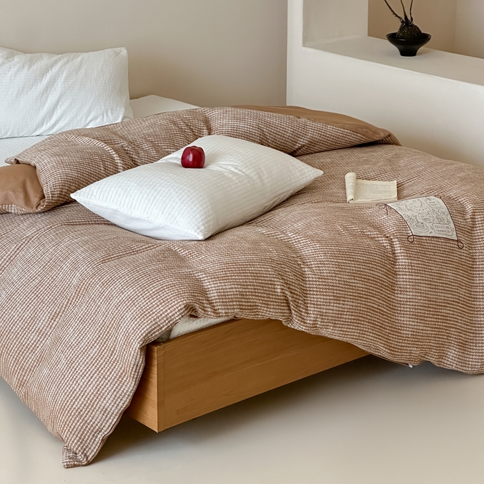 91家纺网 家纺一手货源 找家纺 月夏 莫克-橘0莫克-橘5新款全棉双层纱被套全棉被套单被套 莫克-橘