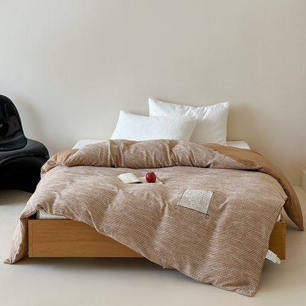 月夏 莫克-橘0莫克-橘5新款全棉双层纱被套全棉被套单被套 莫克-橘