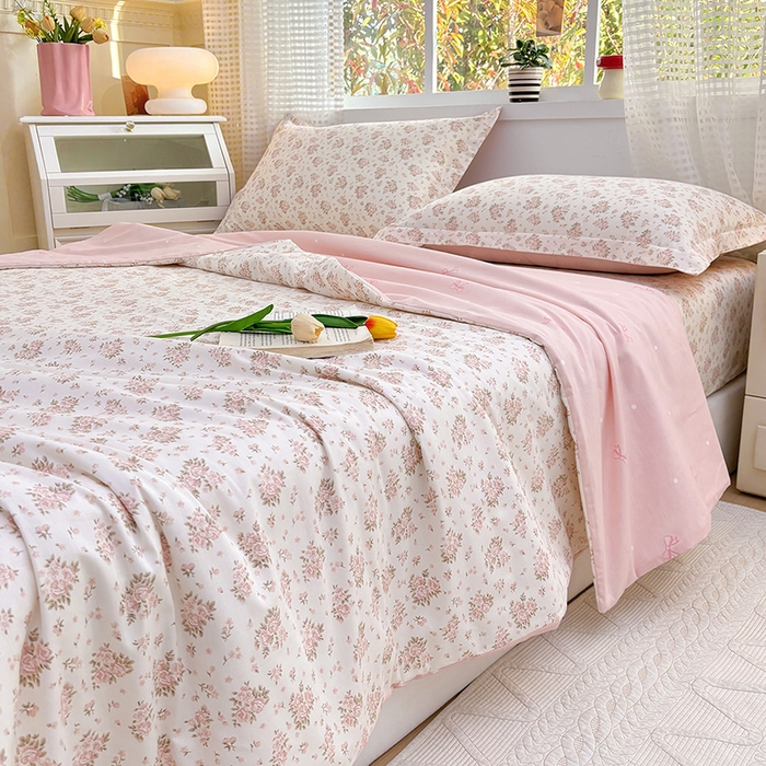 91家纺网 家纺一手货源 找家纺 元元被芯 2025新款40支13372全棉印花夏被四件套 缘月