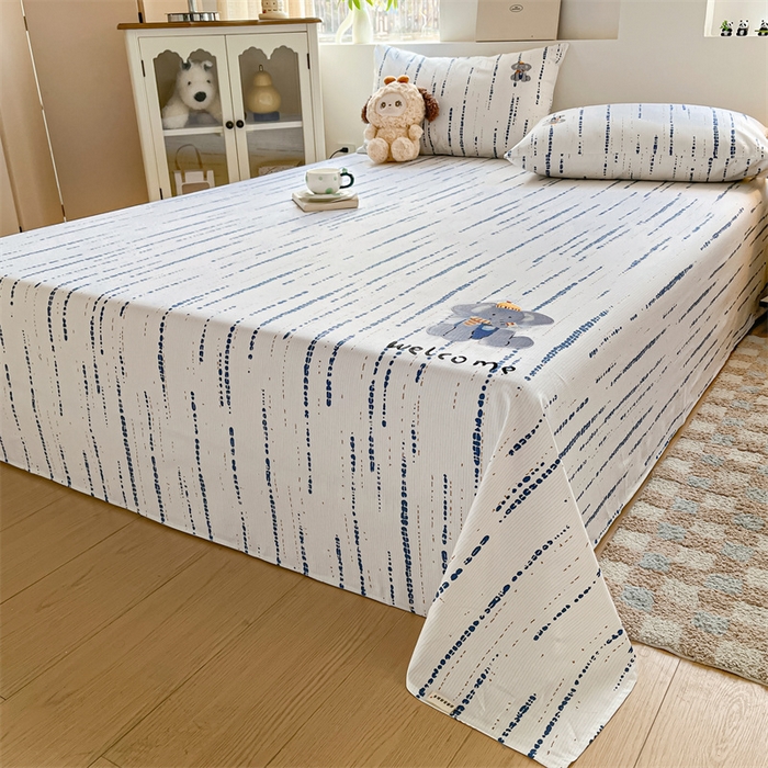 91家纺网 家纺一手货源 找家纺 笙意家纺2025新款全棉老粗布单品单床单 流星雨-兰