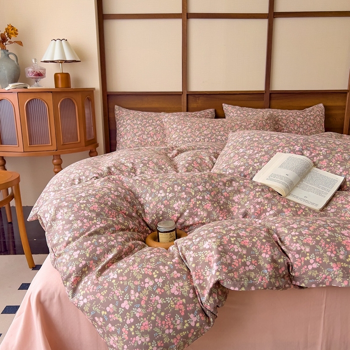 91家纺网 家纺一手货源 找家纺 优品阁  2025新款A类全棉有氧双层纱四件套 余香