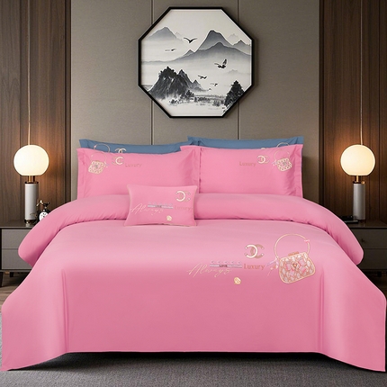 91家纺网 家纺一手货源 找家纺 （总）浩情国际婚庆供货中心 2026新款100支全棉高端刺绣中式风四件套--米尔顿系列