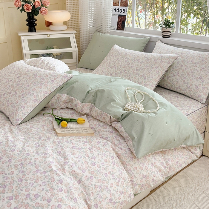 91家纺网 家纺一手货源 找家纺 元元被芯 2025新款40支13372全棉印花全棉隐藏式夹棉被套 悠然