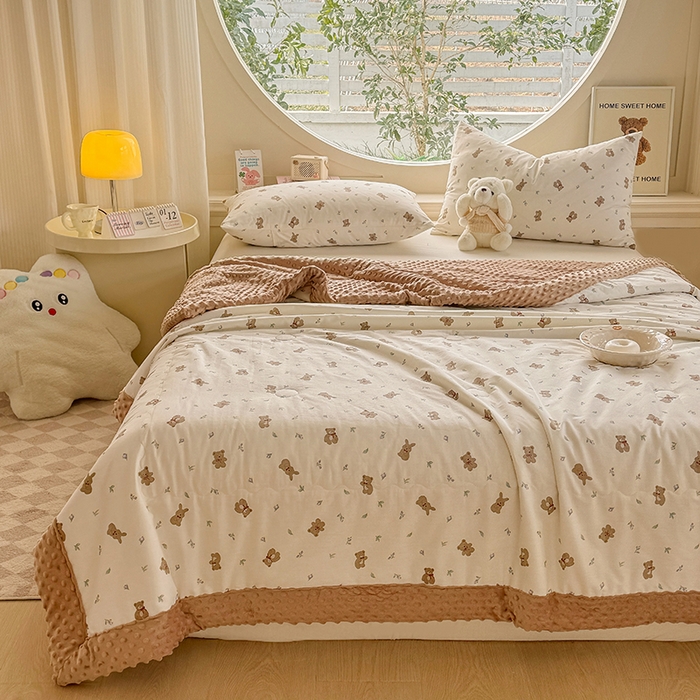 91家纺网 家纺一手货源 找家纺 梦依依 2025新款40支全棉豆豆被大豆被夏被春秋被子被芯 加微信送买家秀 小呆熊