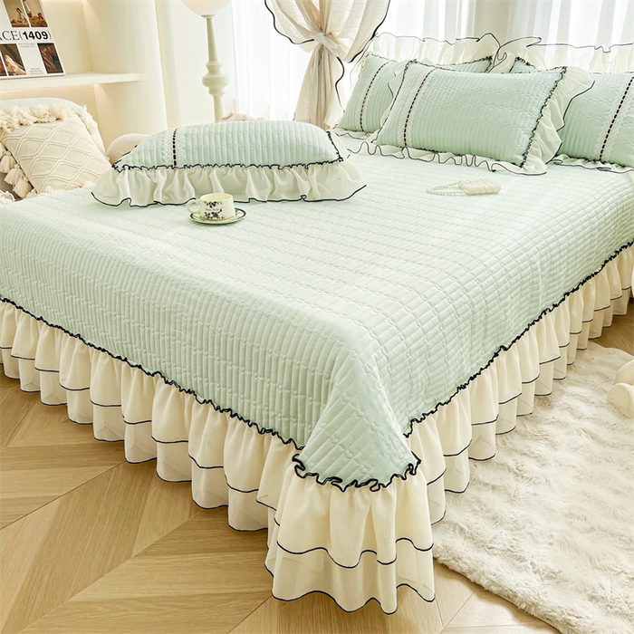 91家纺网 家纺一手货源 找家纺 虹星家纺 2025年新款全棉床盖四件套-花影倾梦 花影倾梦-薄荷绿