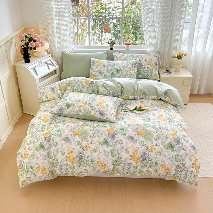 91家纺网 家纺一手货源 找家纺 元元被芯 2025新款40支13372全棉印花全棉夹棉床笠四件套 亦语