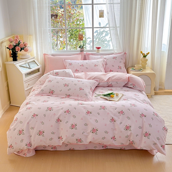 91家纺网 家纺一手货源 找家纺 元元被芯 2025新款40支13372全棉印花全棉四件套 诗雨