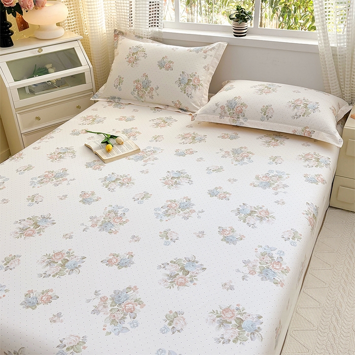 91家纺网 家纺一手货源 找家纺 元元被芯 2025新款40支13372全棉印花全棉床笠 花舞