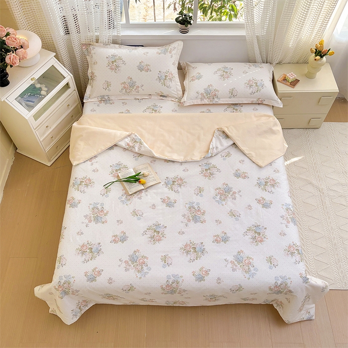 91家纺网 家纺一手货源 找家纺 元元被芯 2025新款40支13372全棉印花夏被四件套 花舞