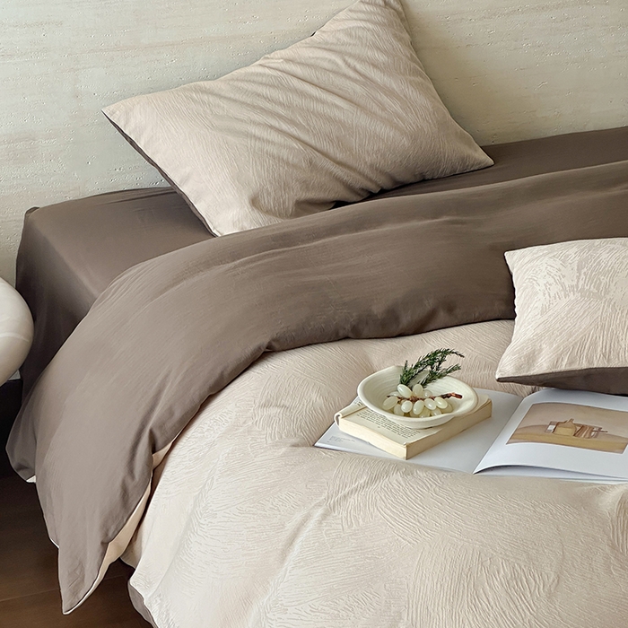 91家纺网 家纺一手货源 找家纺 （总）梦享生活家居 2025新款全棉三层肌理提花四件套-素写系列