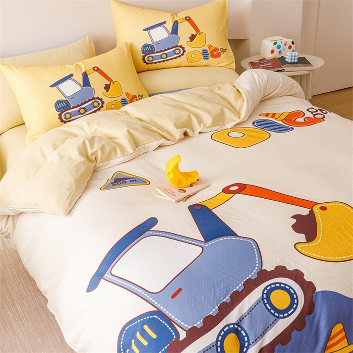 91家纺网 家纺一手货源 找家纺 馨语家居 2025新款全棉双层纱四件套 积木世界