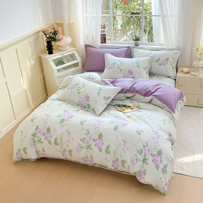 91家纺网 家纺一手货源 找家纺 元元被芯 2025新款40支13372全棉印花全棉被套 紫萱