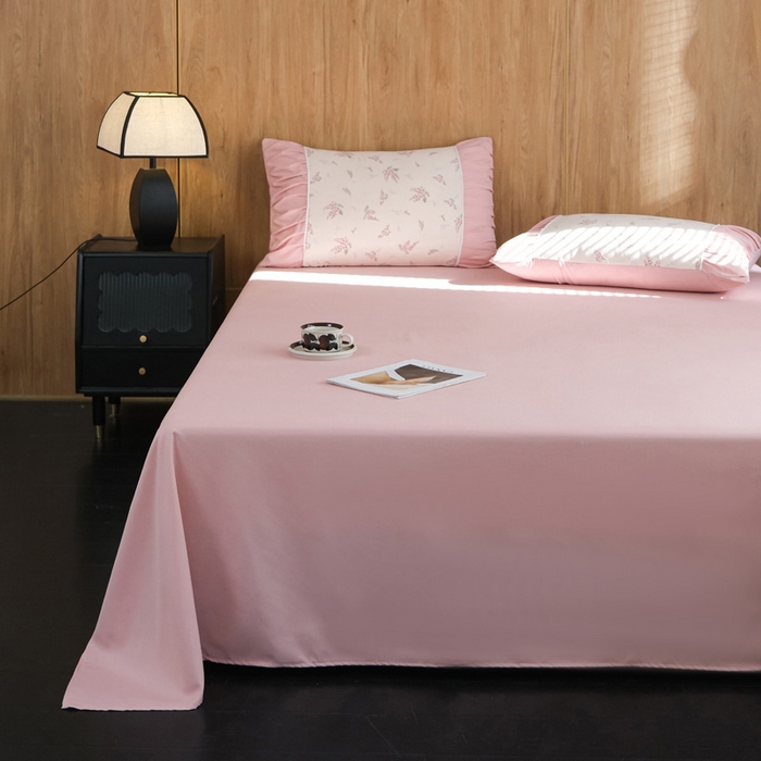 91家纺网 家纺一手货源 找家纺 布可家纺 2025新款A类法式清新褶皱印花四件套 丁香紫藤