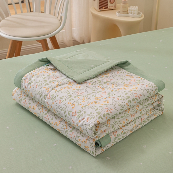 91家纺网 家纺一手货源 找家纺 鑫棉坊 2025新款A类全棉印花大豆纤维空调被大豆被 千野-黄