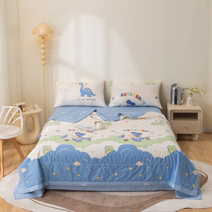 91家纺网 家纺一手货源 找家纺 鑫棉坊 2025新款A类全棉印花大豆纤维空调被大豆被 遨游太空