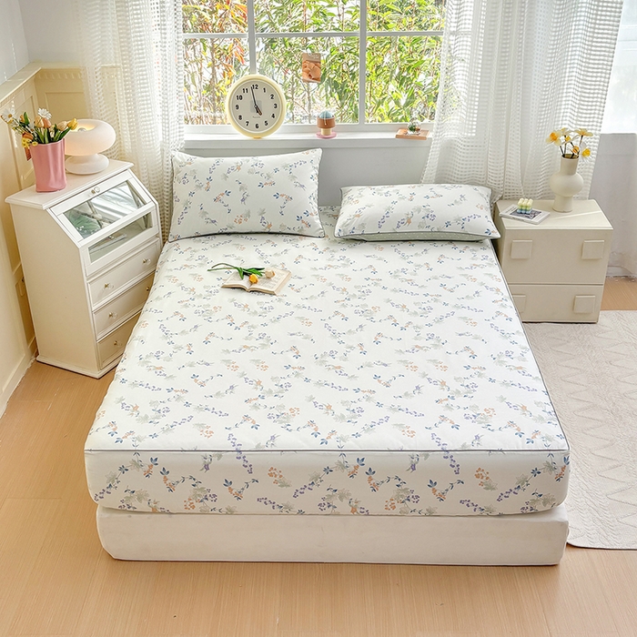 91家纺网 家纺一手货源 找家纺 元元被芯 2025新款40支13372全棉印花全棉隐藏式夹棉床笠 硕果